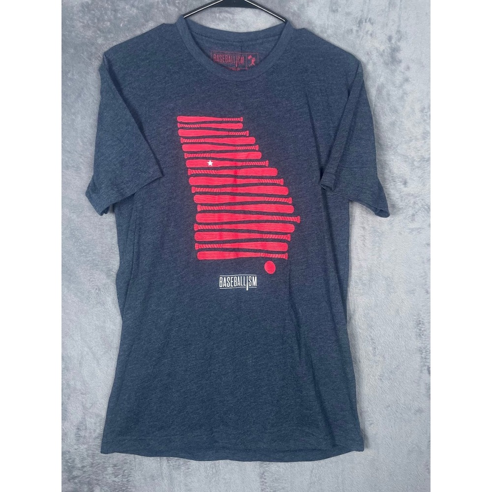 NWT Baseballism Georgia Bats Atlanta Braves T-Shirt Mens Small Navy Blue